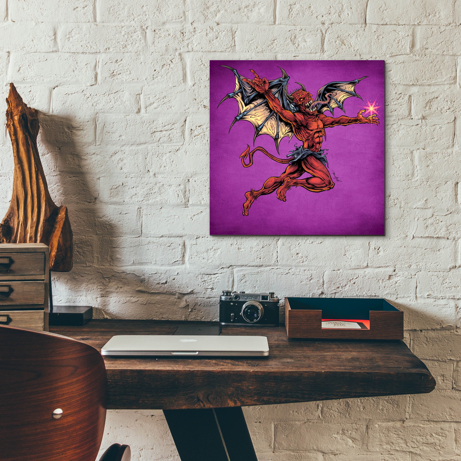 Epic Art 'Red Devil With Wings' by Flyland Designs, Acrylic Glass Wall Art,12x12