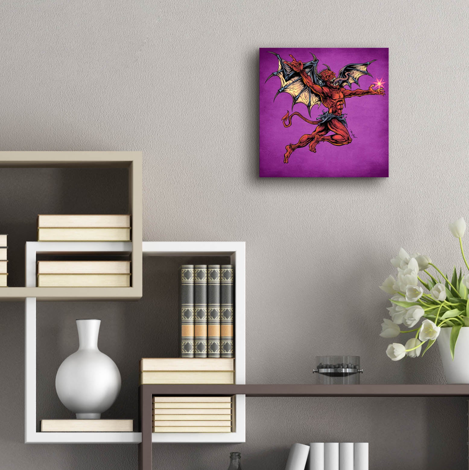 Epic Art 'Red Devil With Wings' by Flyland Designs, Acrylic Glass Wall Art,12x12