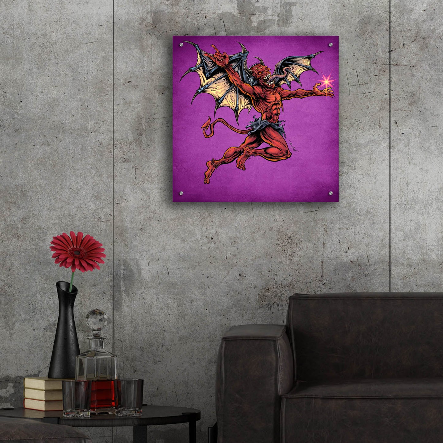 Epic Art 'Red Devil With Wings' by Flyland Designs, Acrylic Glass Wall Art,24x24