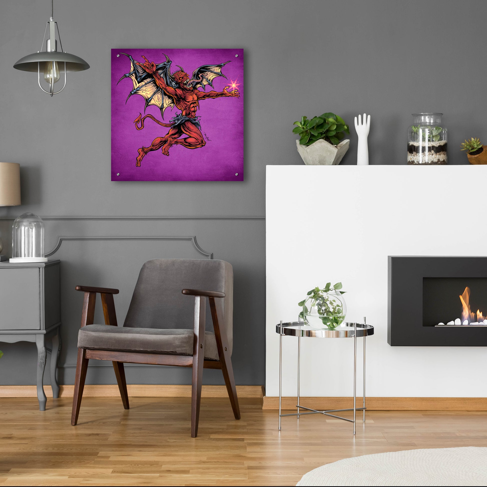 Epic Art 'Red Devil With Wings' by Flyland Designs, Acrylic Glass Wall Art,24x24