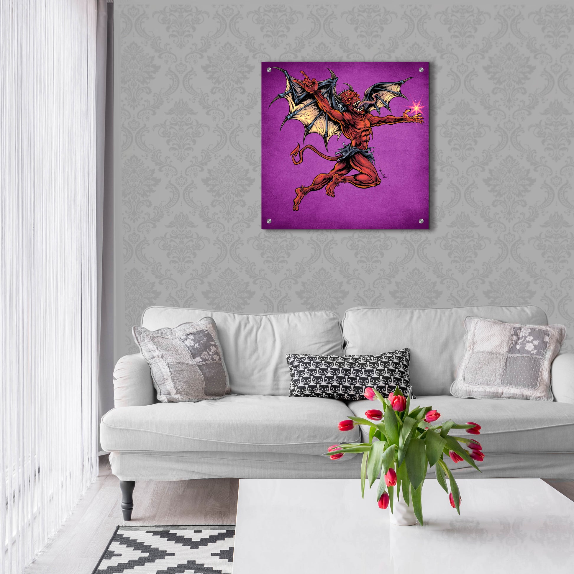 Epic Art 'Red Devil With Wings' by Flyland Designs, Acrylic Glass Wall Art,24x24