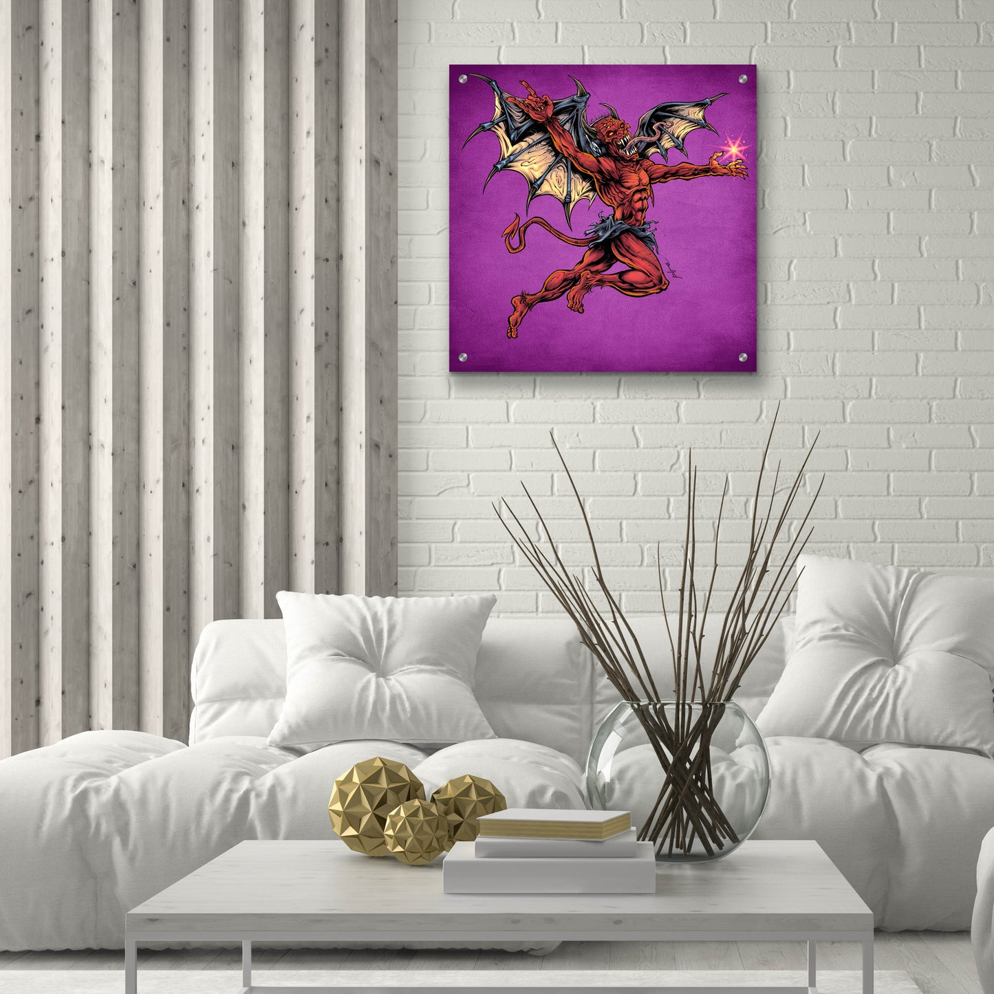 Epic Art 'Red Devil With Wings' by Flyland Designs, Acrylic Glass Wall Art,24x24