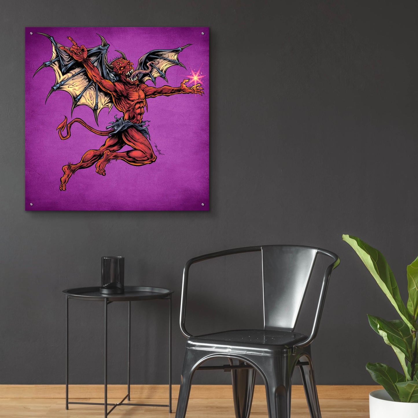 Epic Art 'Red Devil With Wings' by Flyland Designs, Acrylic Glass Wall Art,36x36