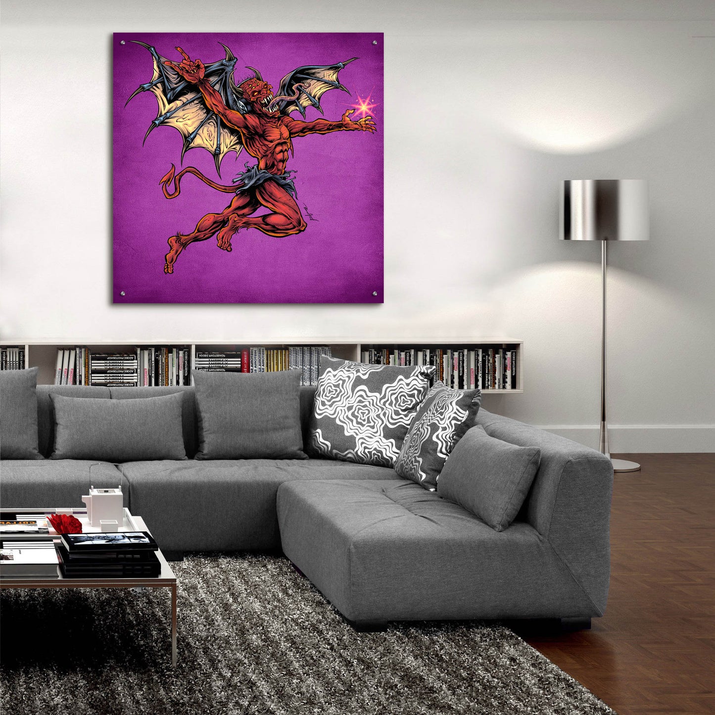 Epic Art 'Red Devil With Wings' by Flyland Designs, Acrylic Glass Wall Art,36x36