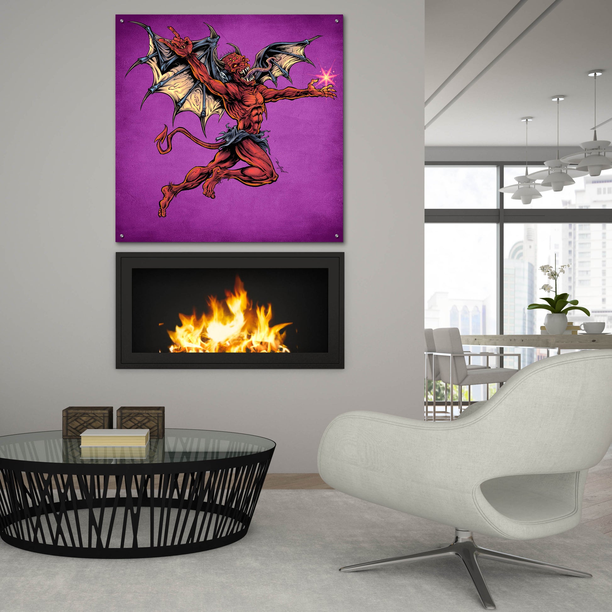 Epic Art 'Red Devil With Wings' by Flyland Designs, Acrylic Glass Wall Art,36x36