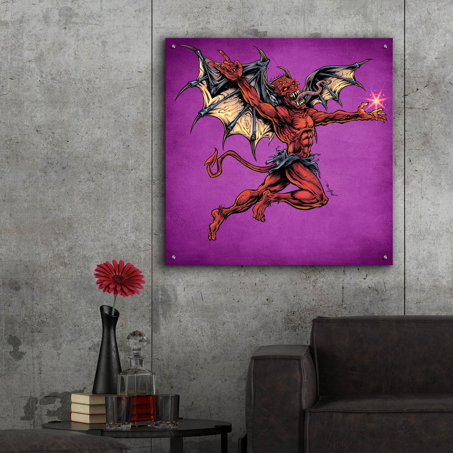 Epic Art 'Red Devil With Wings' by Flyland Designs, Acrylic Glass Wall Art,36x36