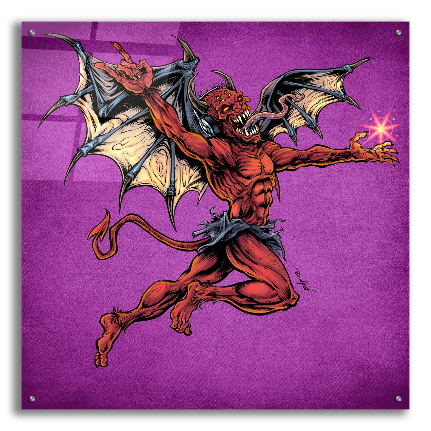 Epic Art 'Red Devil With Wings' by Flyland Designs, Acrylic Glass Wall Art,36x36