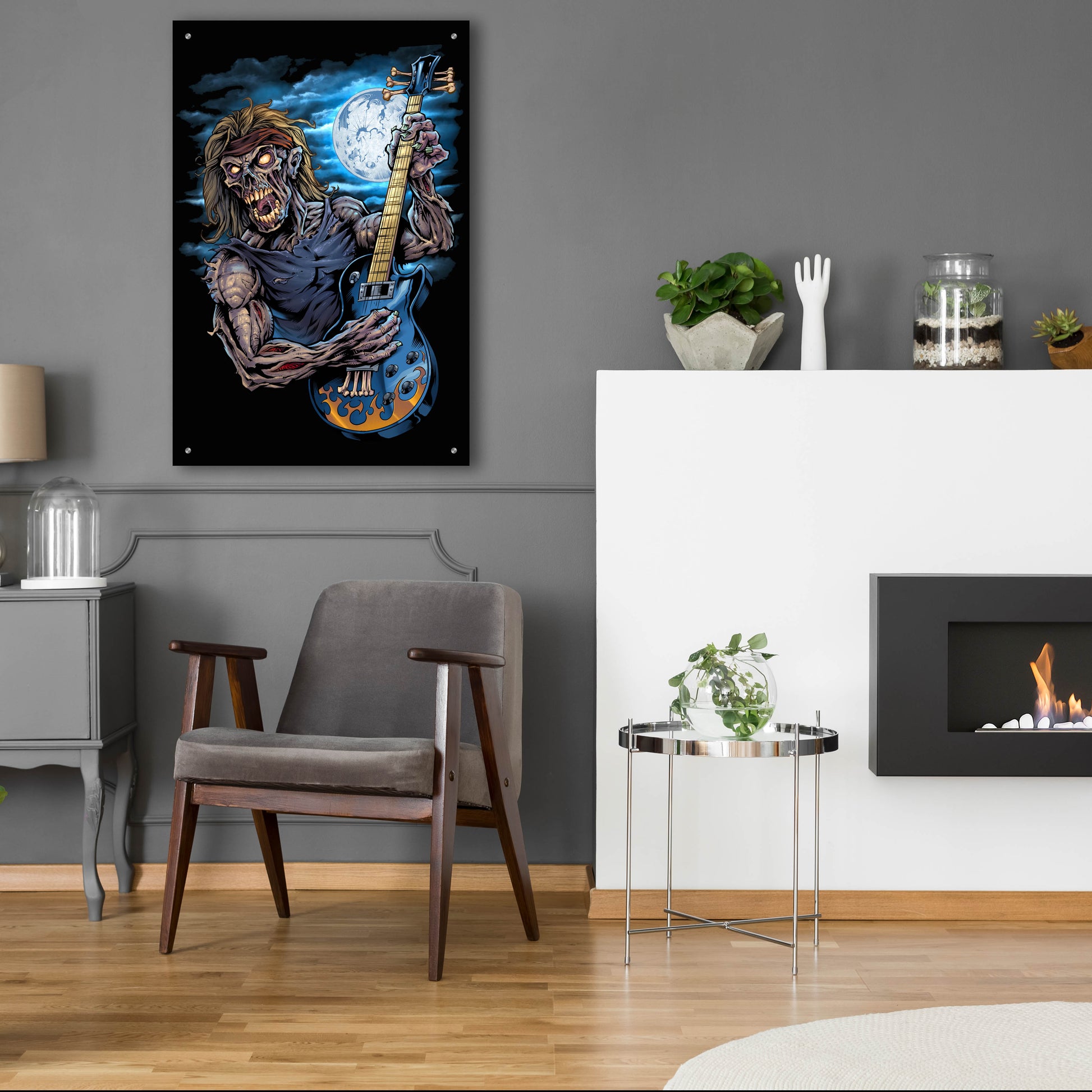 Epic Art 'Zombie Guitar Player' by Flyland Designs, Acrylic Glass Wall Art,24x36