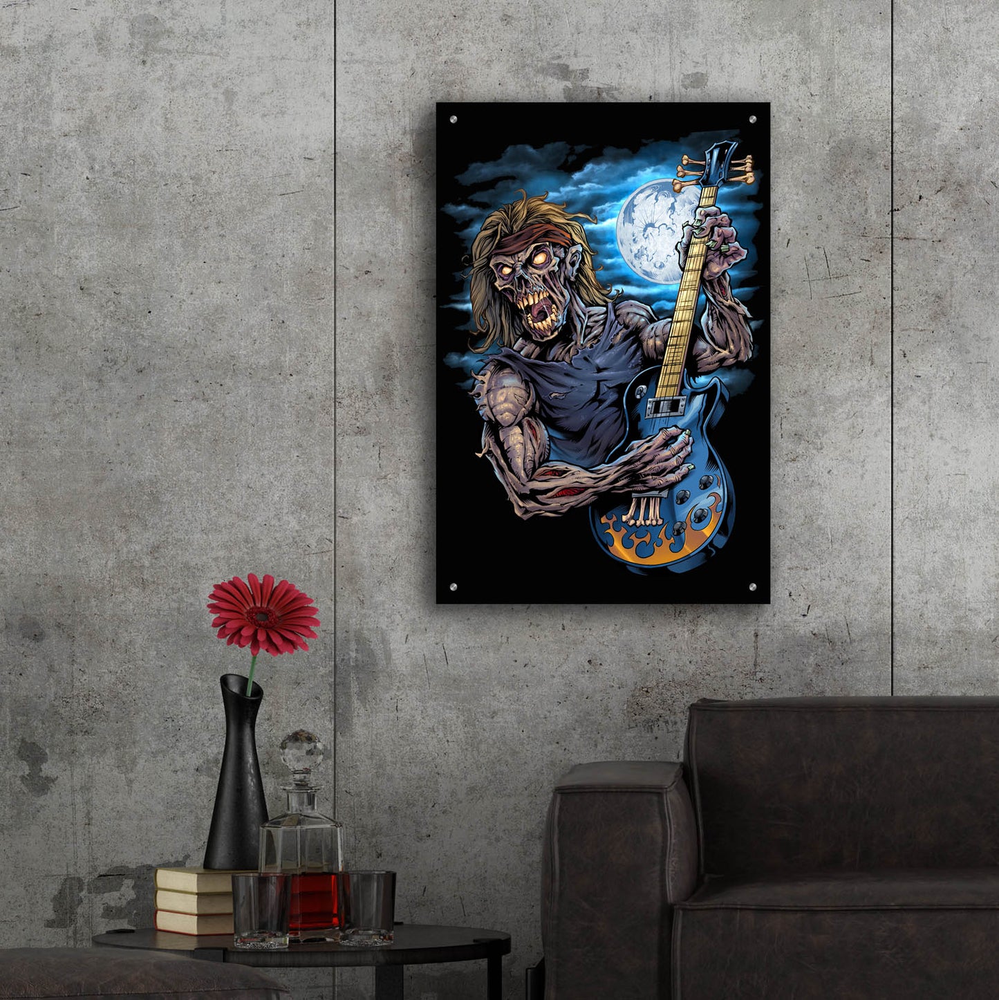 Epic Art 'Zombie Guitar Player' by Flyland Designs, Acrylic Glass Wall Art,24x36