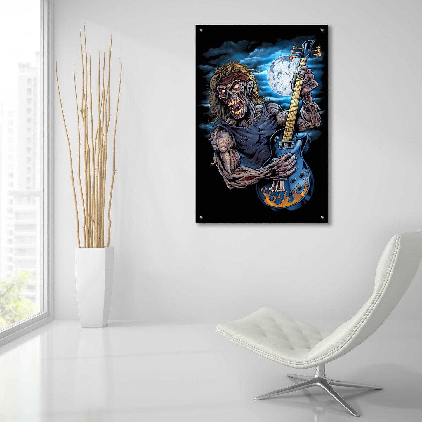 Epic Art 'Zombie Guitar Player' by Flyland Designs, Acrylic Glass Wall Art,24x36