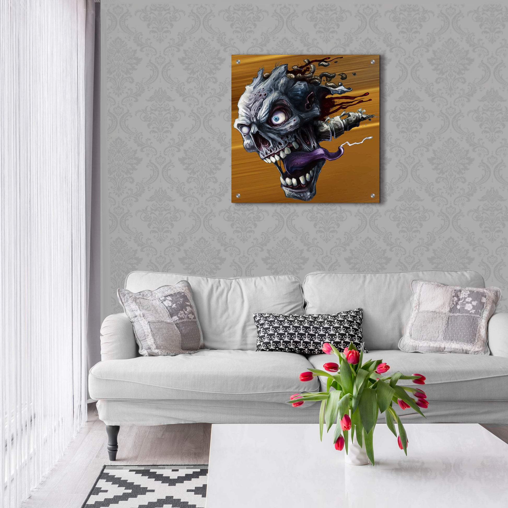 Epic Art 'Zombie Head' by Flyland Designs, Acrylic Glass Wall Art,24x24