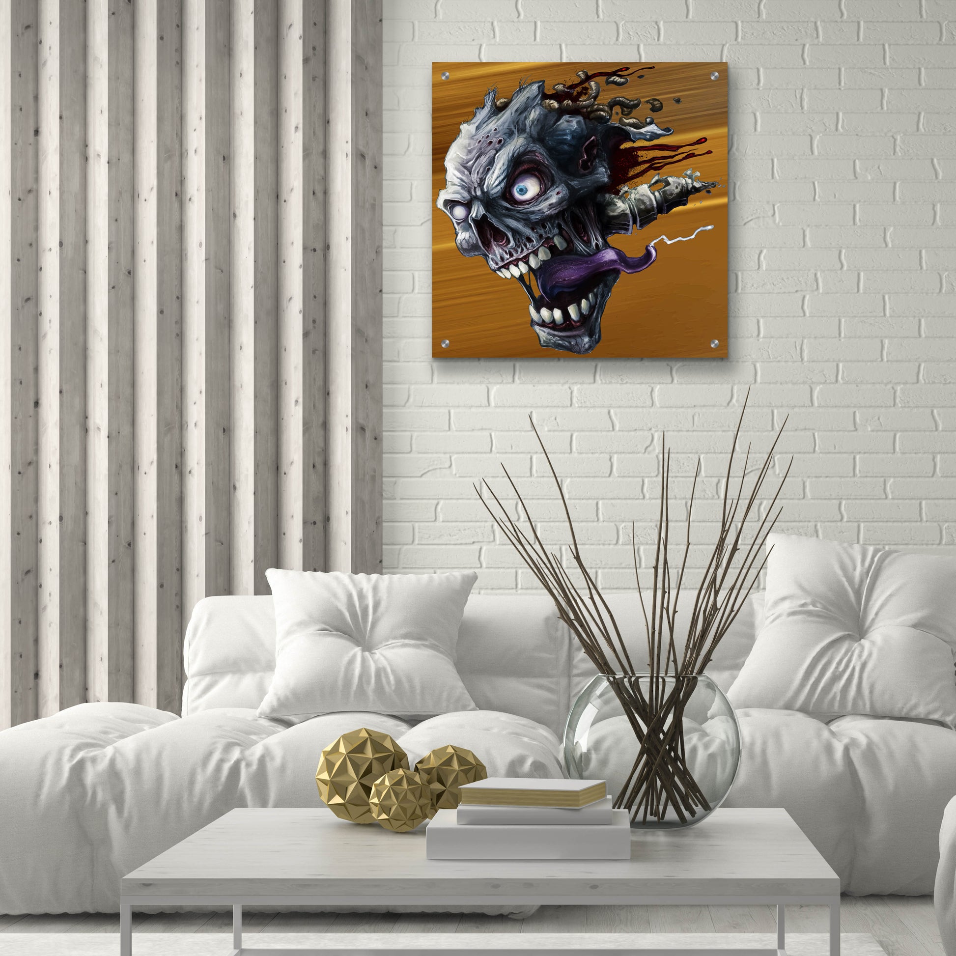 Epic Art 'Zombie Head' by Flyland Designs, Acrylic Glass Wall Art,24x24