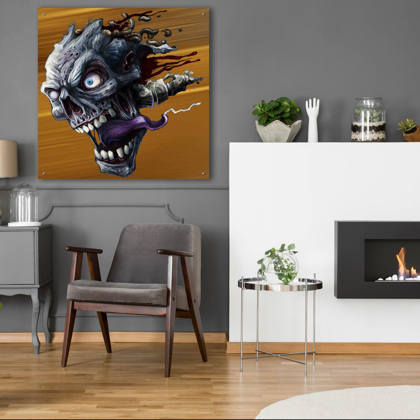 Epic Art 'Zombie Head' by Flyland Designs, Acrylic Glass Wall Art,36x36