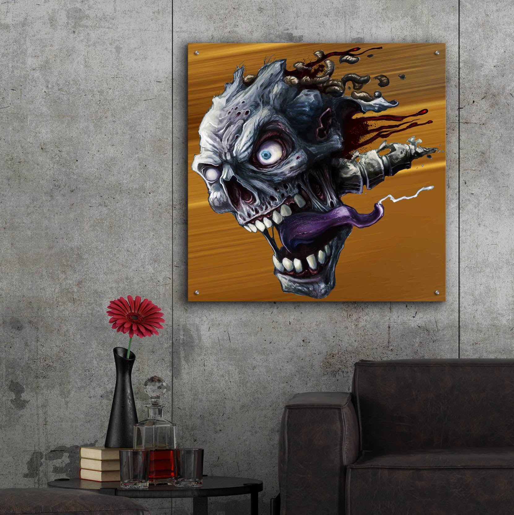 Epic Art 'Zombie Head' by Flyland Designs, Acrylic Glass Wall Art,36x36