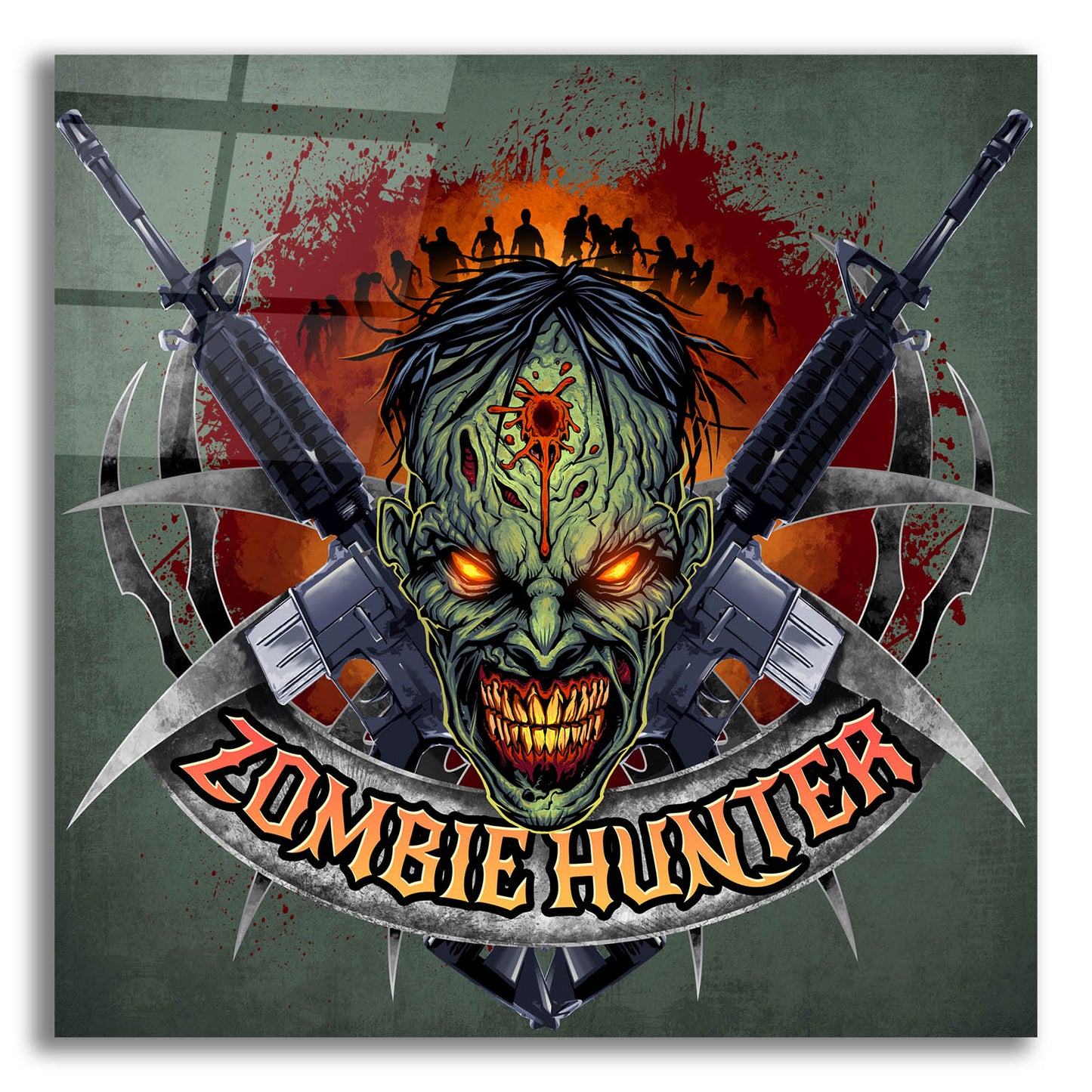 Epic Art 'Zombie Hunter Logo Template' by Flyland Designs, Acrylic Glass Wall Art,12x12