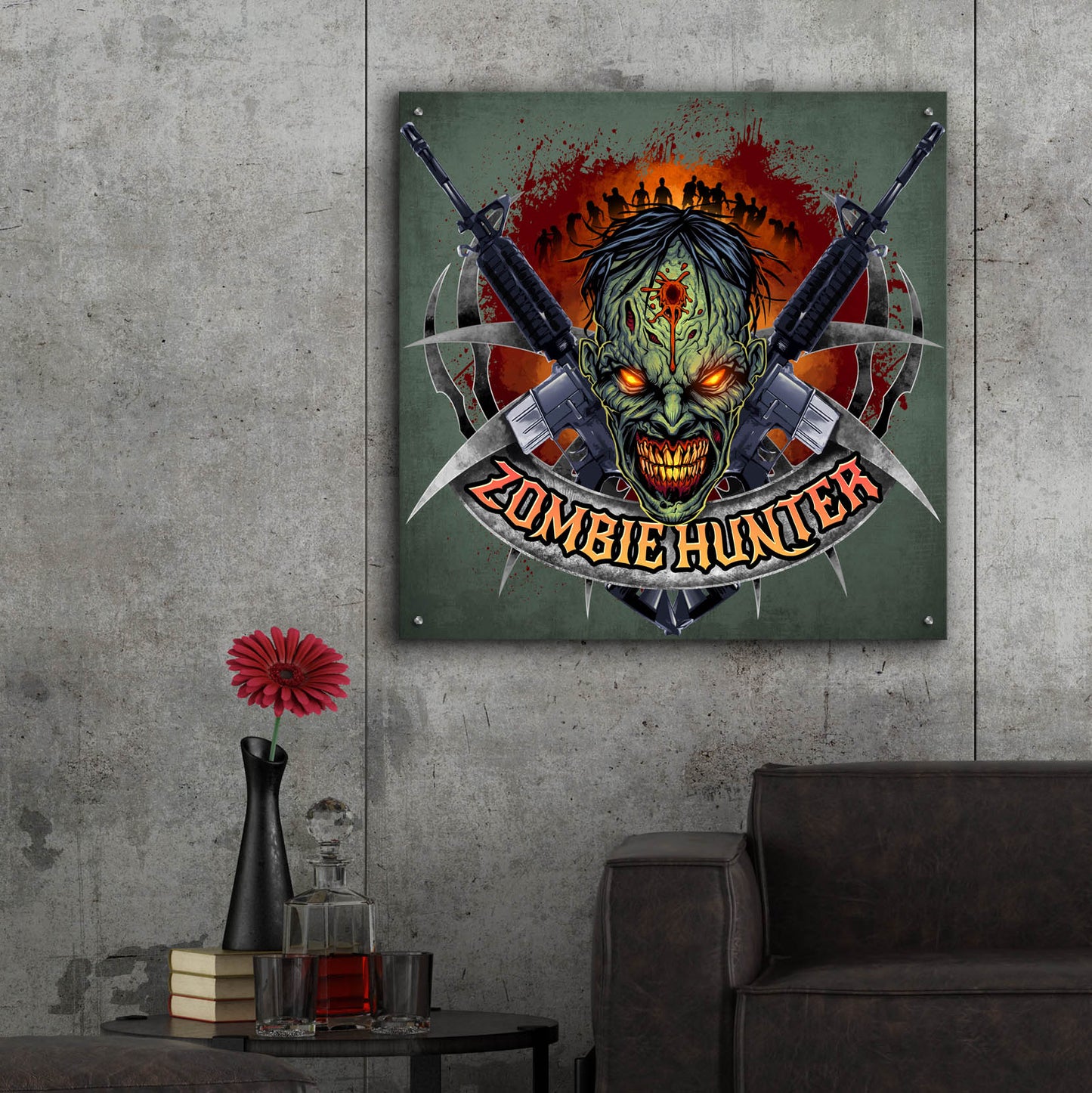 Epic Art 'Zombie Hunter Logo Template' by Flyland Designs, Acrylic Glass Wall Art,36x36