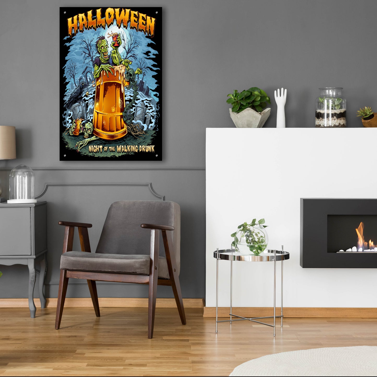 Epic Art 'Zombie In Beer Glass' by Flyland Designs, Acrylic Glass Wall Art,24x36