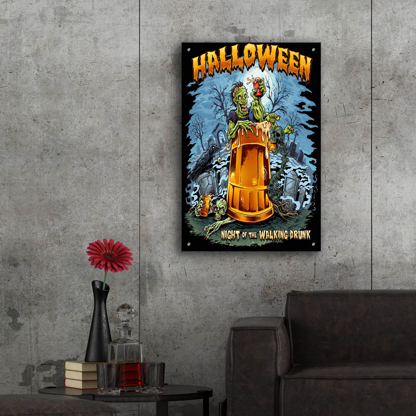 Epic Art 'Zombie In Beer Glass' by Flyland Designs, Acrylic Glass Wall Art,24x36