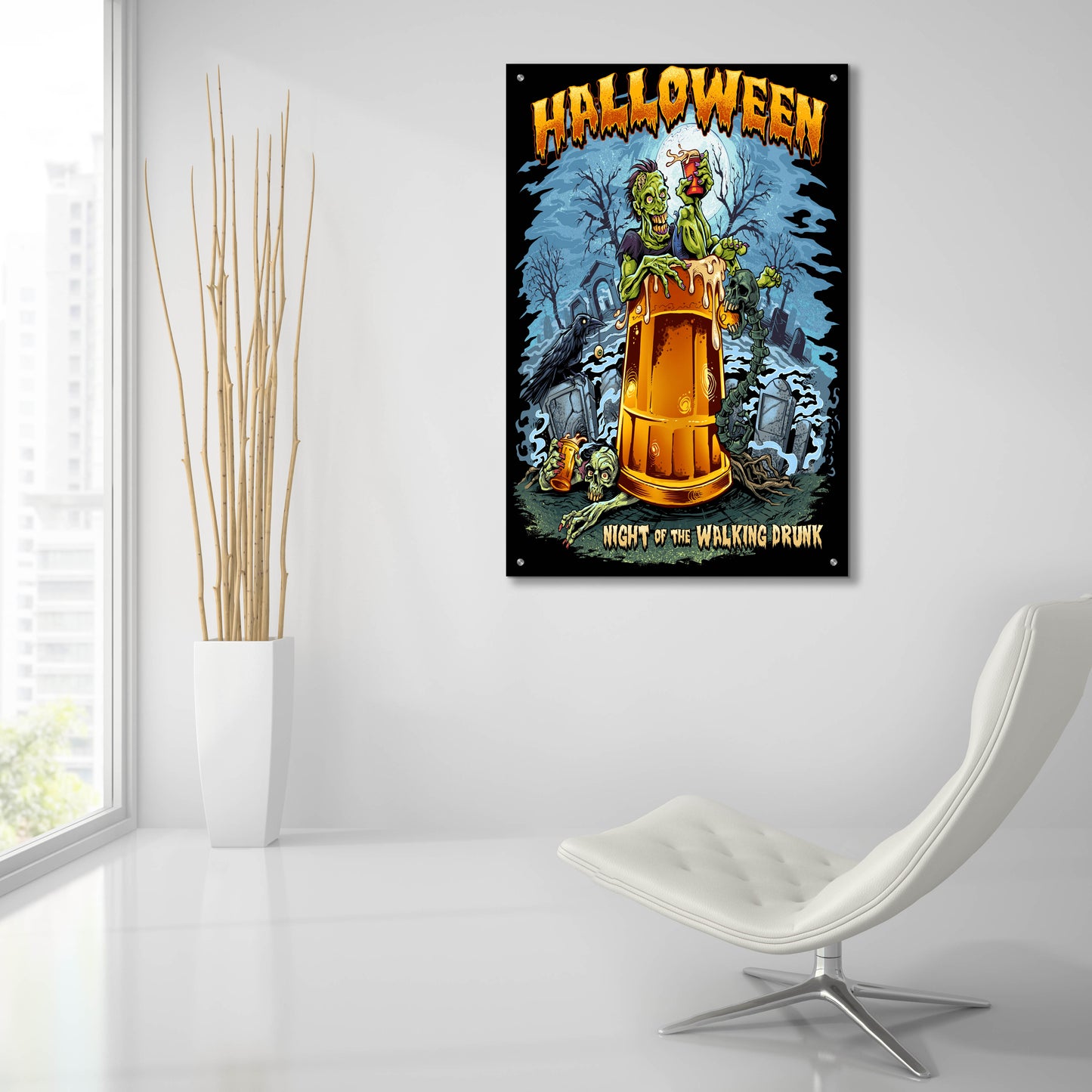 Epic Art 'Zombie In Beer Glass' by Flyland Designs, Acrylic Glass Wall Art,24x36