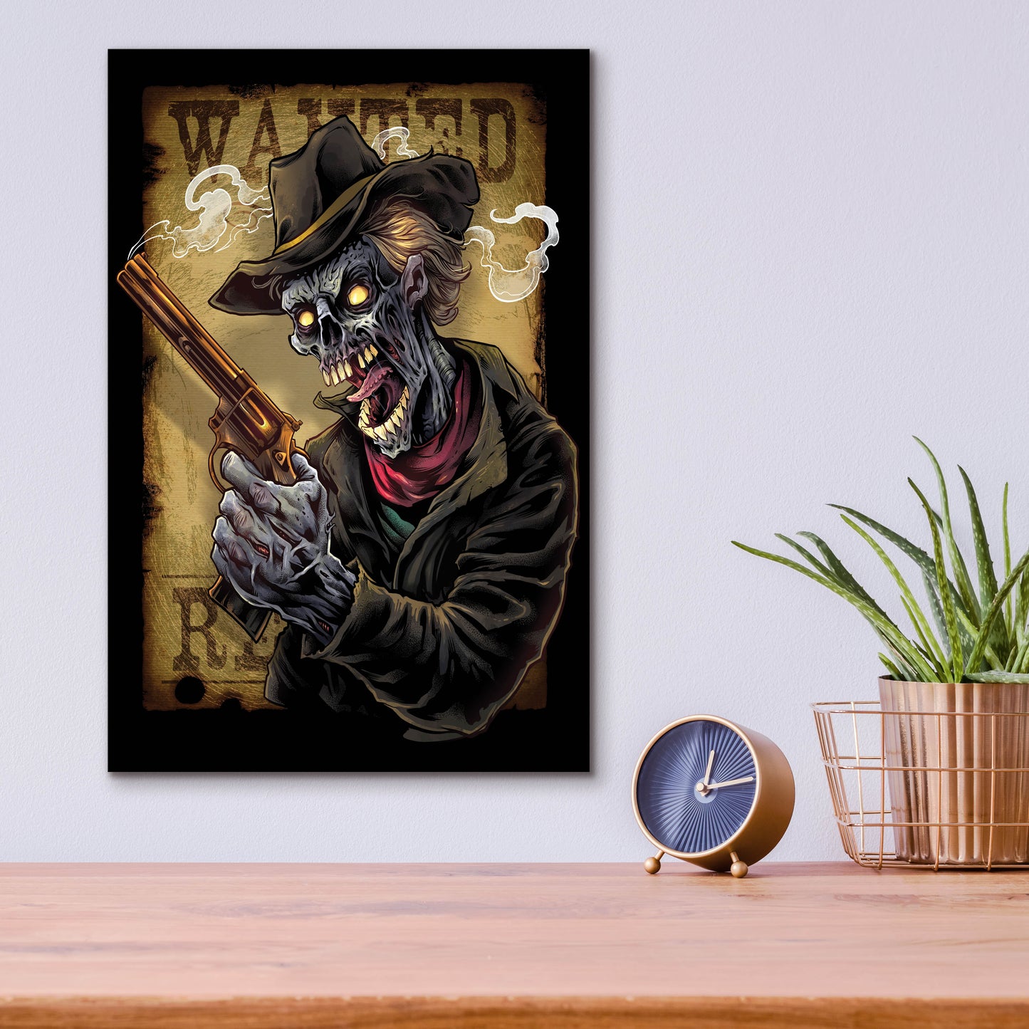 Epic Art 'Zombie Outlaw With Revolver' by Flyland Designs, Acrylic Glass Wall Art,12x16