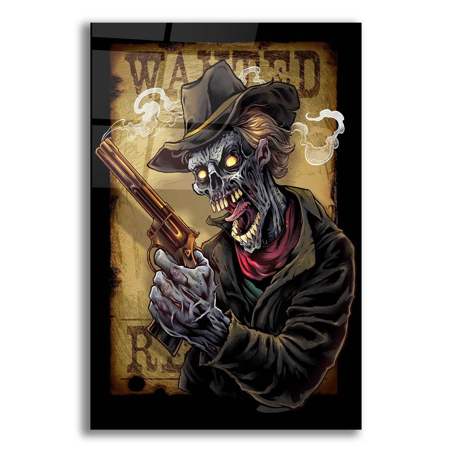 Epic Art 'Zombie Outlaw With Revolver' by Flyland Designs, Acrylic Glass Wall Art,12x16