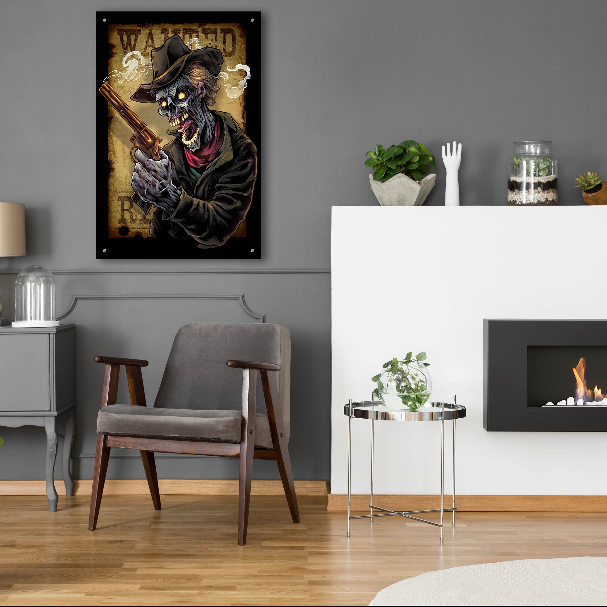 Epic Art 'Zombie Outlaw With Revolver' by Flyland Designs, Acrylic Glass Wall Art,24x36