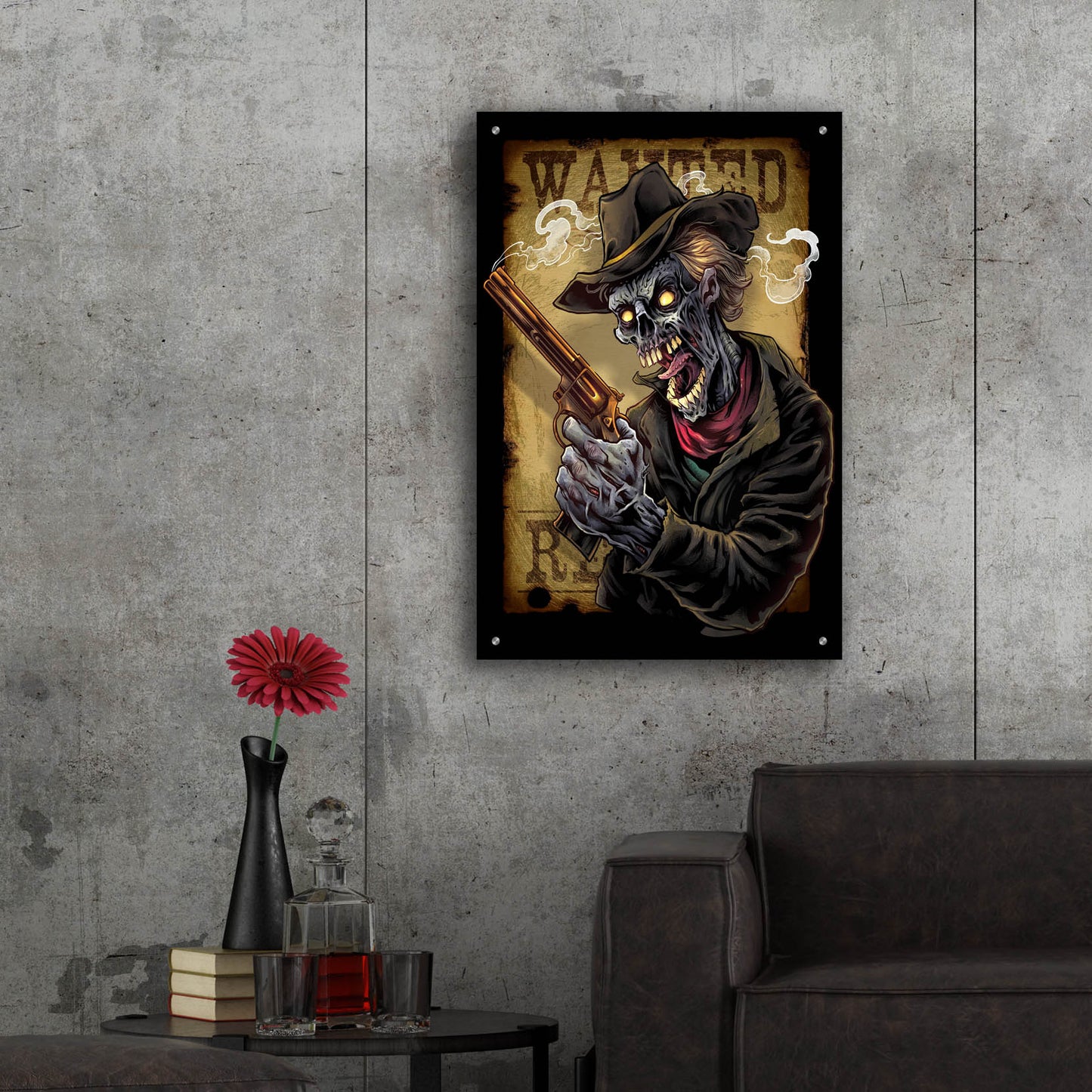 Epic Art 'Zombie Outlaw With Revolver' by Flyland Designs, Acrylic Glass Wall Art,24x36