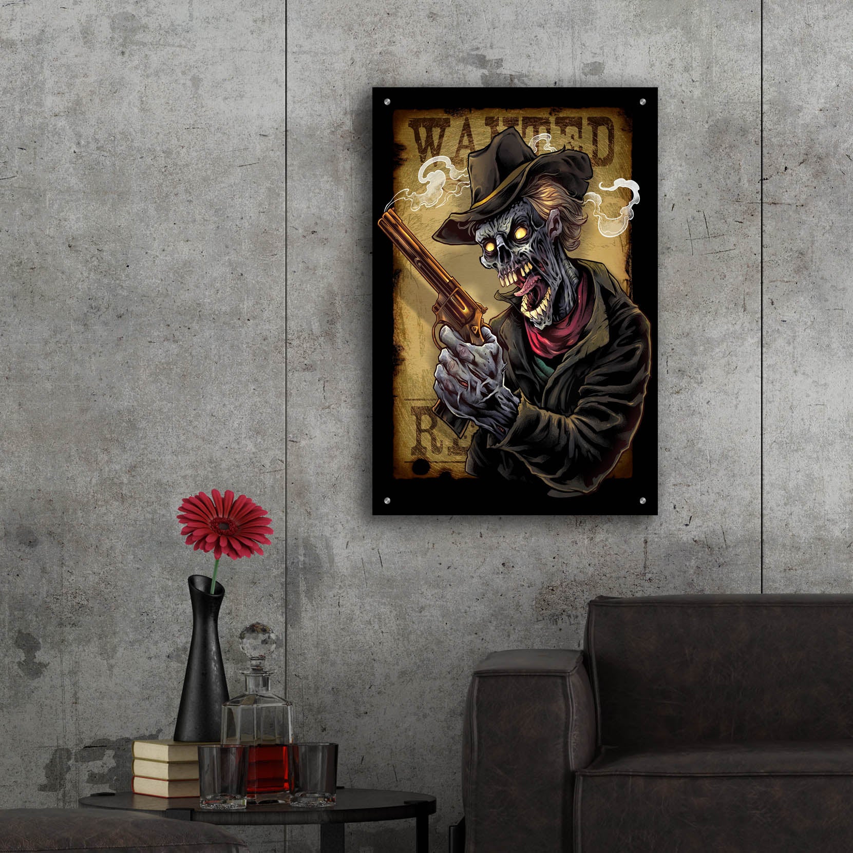 Epic Art 'Zombie Outlaw With Revolver' by Flyland Designs, Acrylic Glass Wall Art,24x36