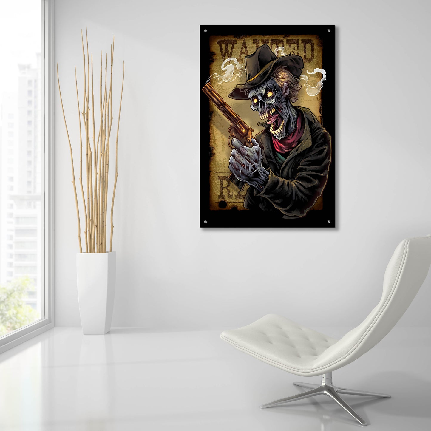 Epic Art 'Zombie Outlaw With Revolver' by Flyland Designs, Acrylic Glass Wall Art,24x36