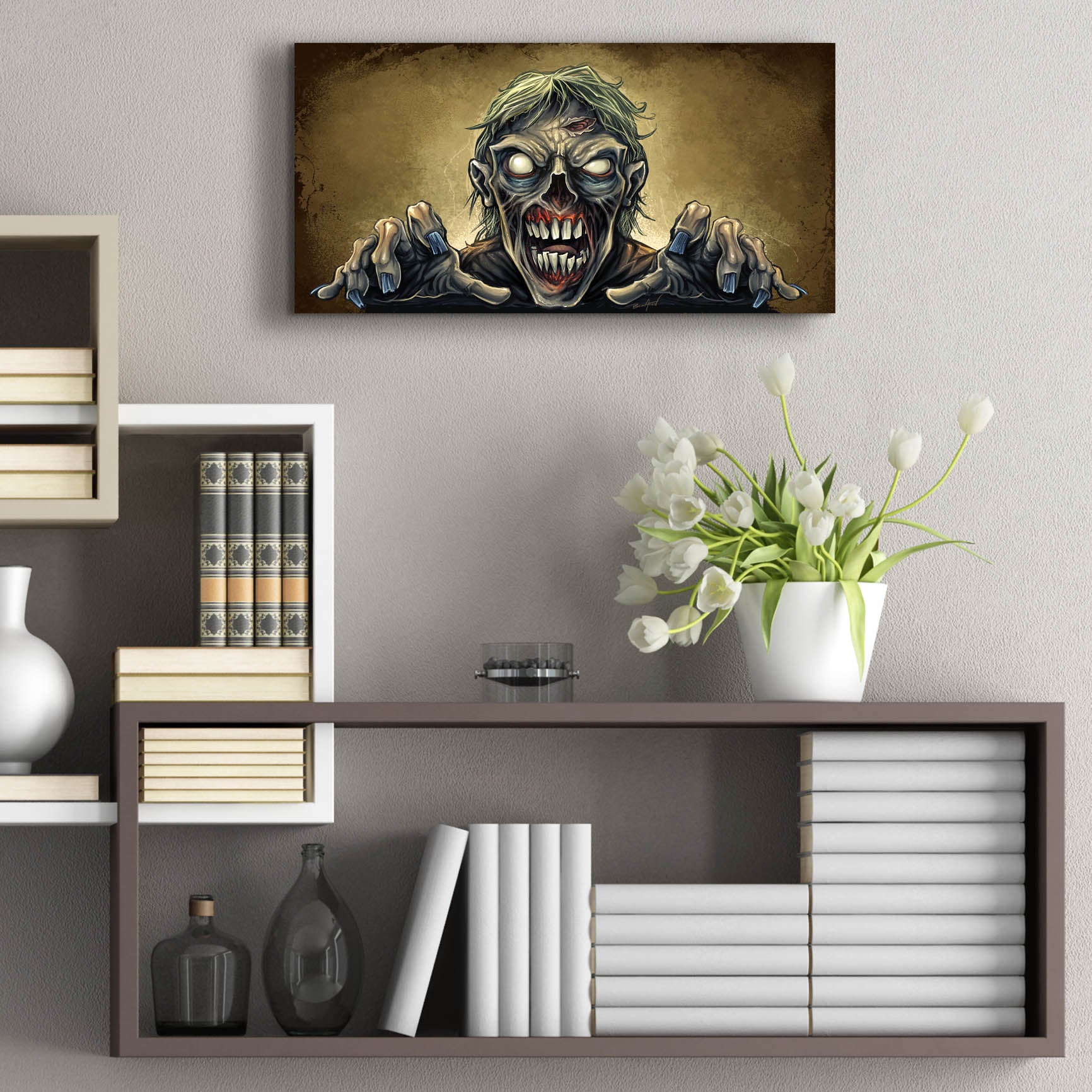 Epic Art 'Zombie Reaching Out' by Flyland Designs, Acrylic Glass Wall Art,24x12