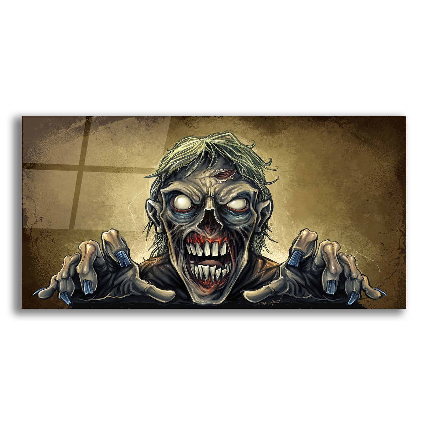 Epic Art 'Zombie Reaching Out' by Flyland Designs, Acrylic Glass Wall Art,24x12