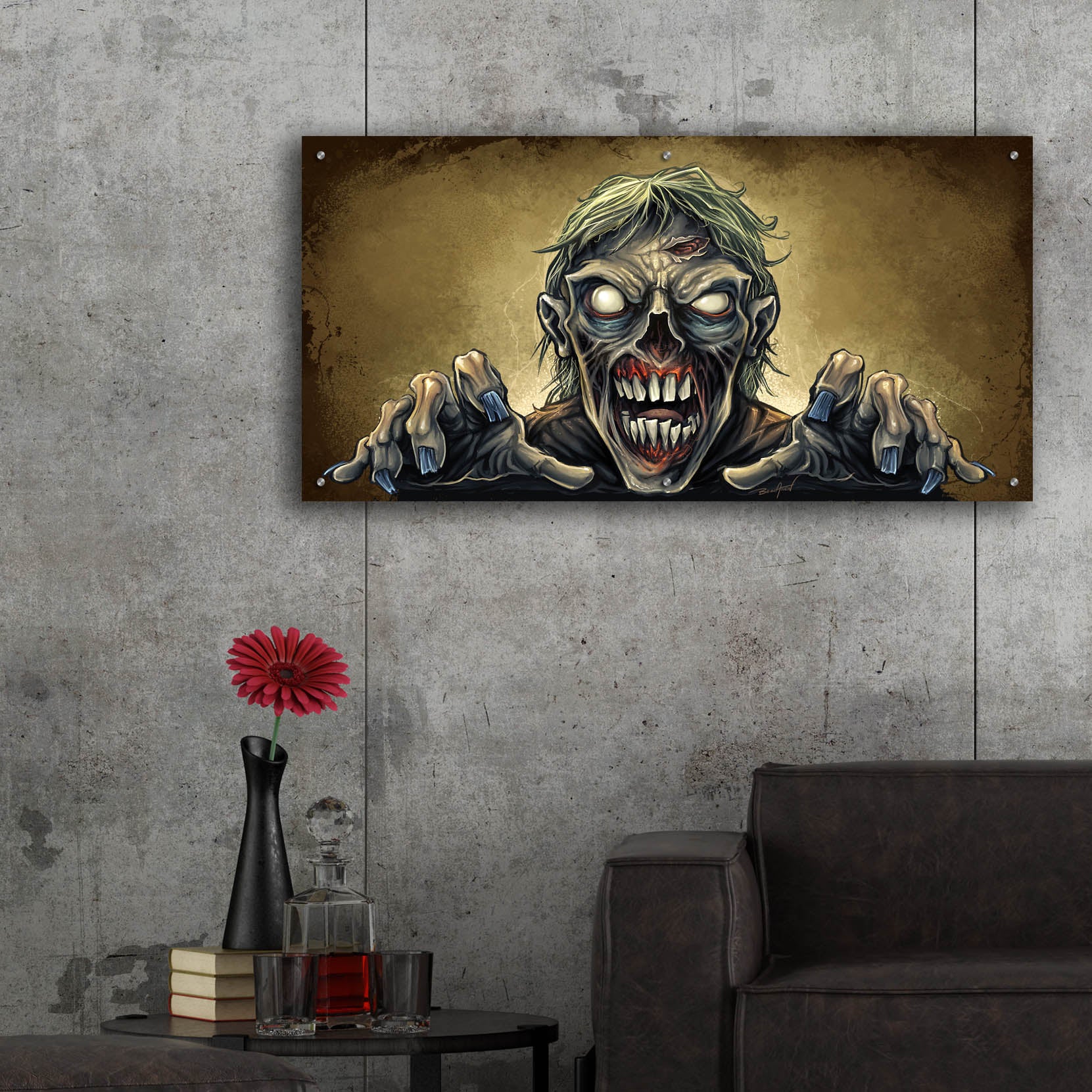 Epic Art 'Zombie Reaching Out' by Flyland Designs, Acrylic Glass Wall Art,48x24