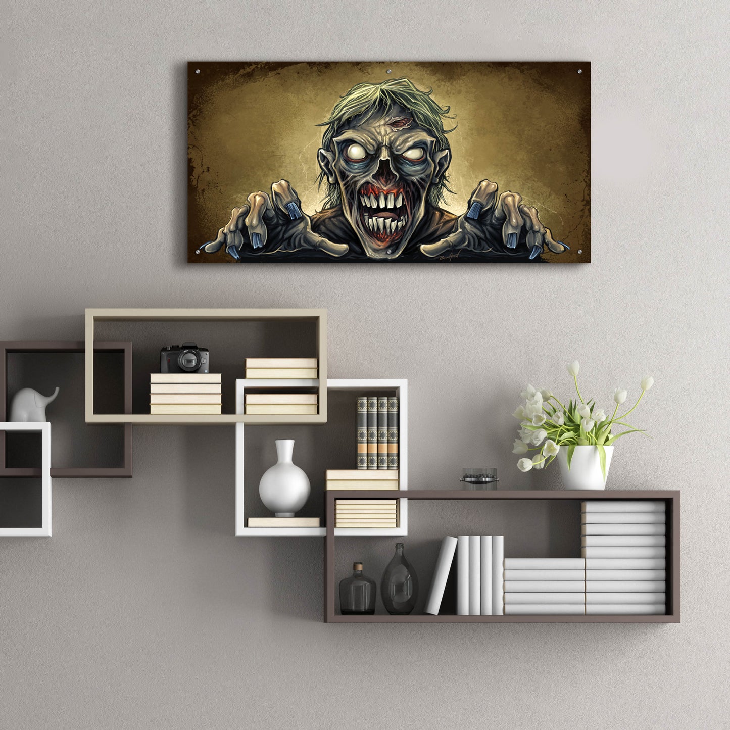 Epic Art 'Zombie Reaching Out' by Flyland Designs, Acrylic Glass Wall Art,48x24