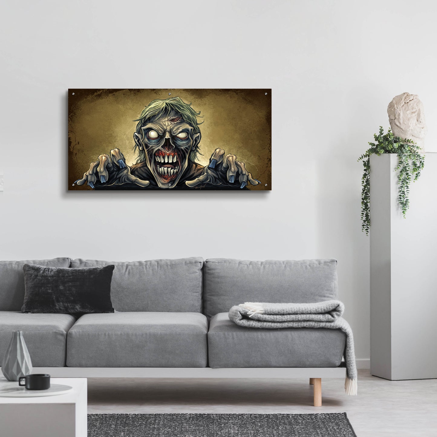 Epic Art 'Zombie Reaching Out' by Flyland Designs, Acrylic Glass Wall Art,48x24