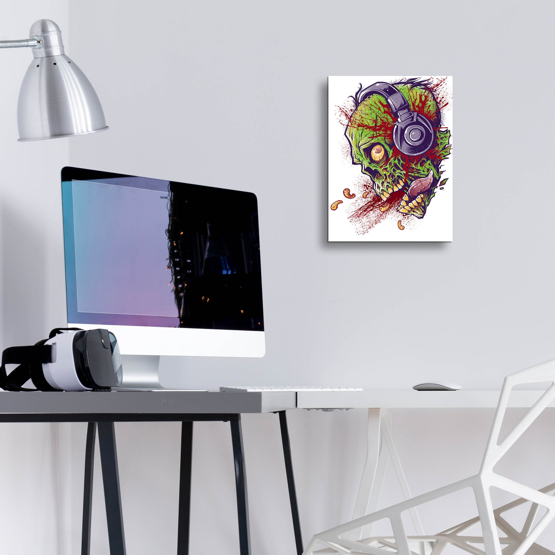 Epic Art 'Zombie With Headphones' by Flyland Designs, Acrylic Glass Wall Art,12x16