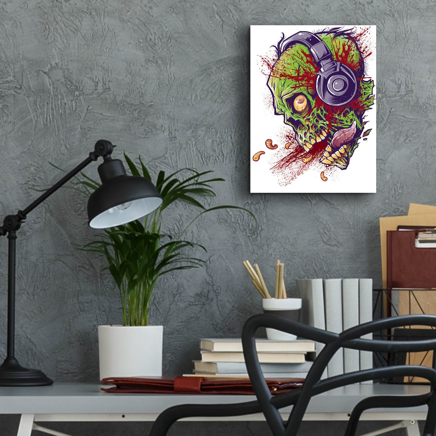 Epic Art 'Zombie With Headphones' by Flyland Designs, Acrylic Glass Wall Art,12x16