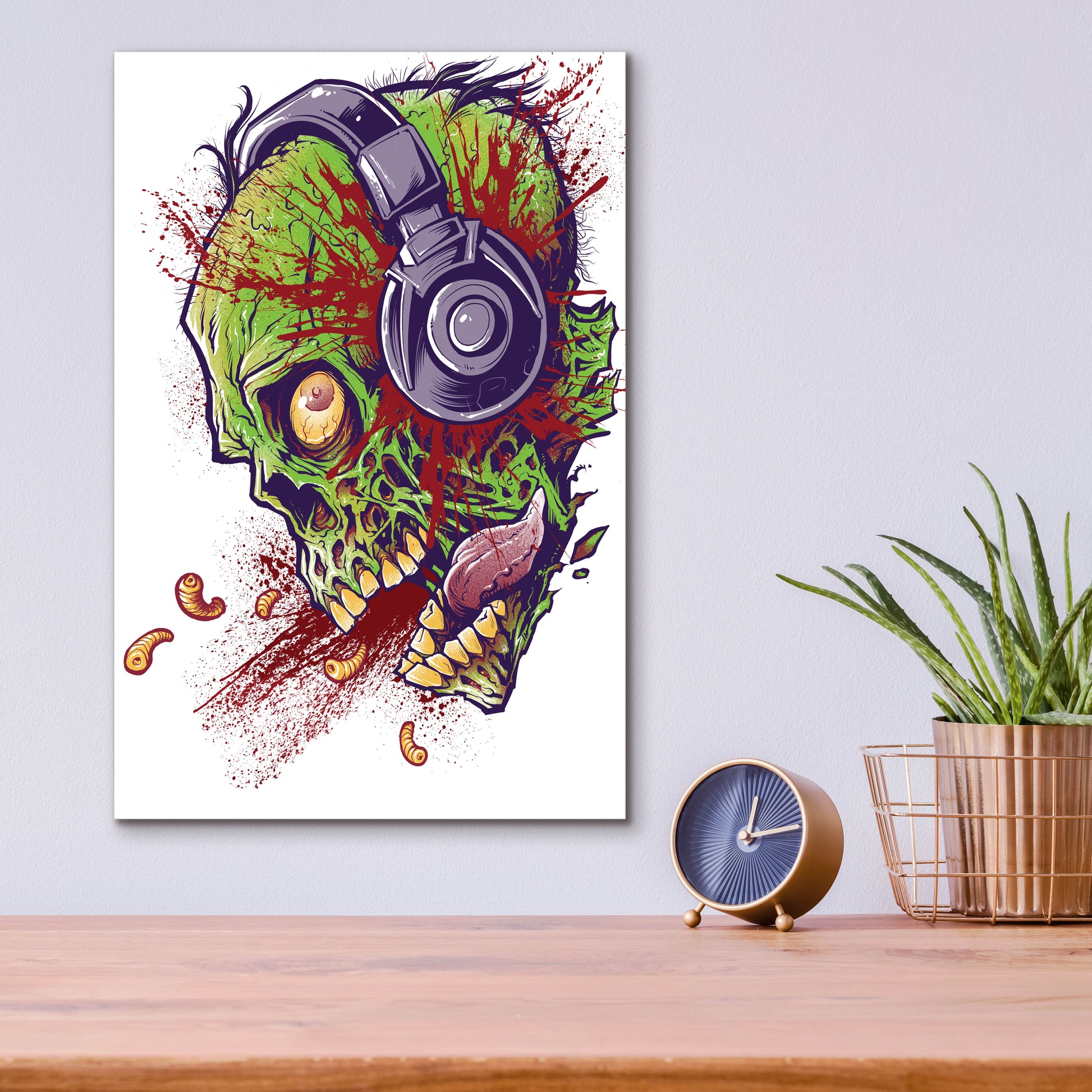 Epic Art 'Zombie With Headphones' by Flyland Designs, Acrylic Glass Wall Art,12x16