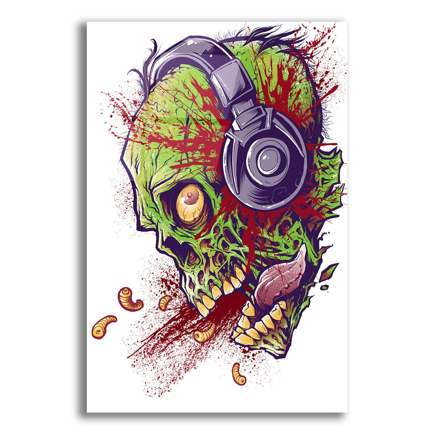 Epic Art 'Zombie With Headphones' by Flyland Designs, Acrylic Glass Wall Art,12x16