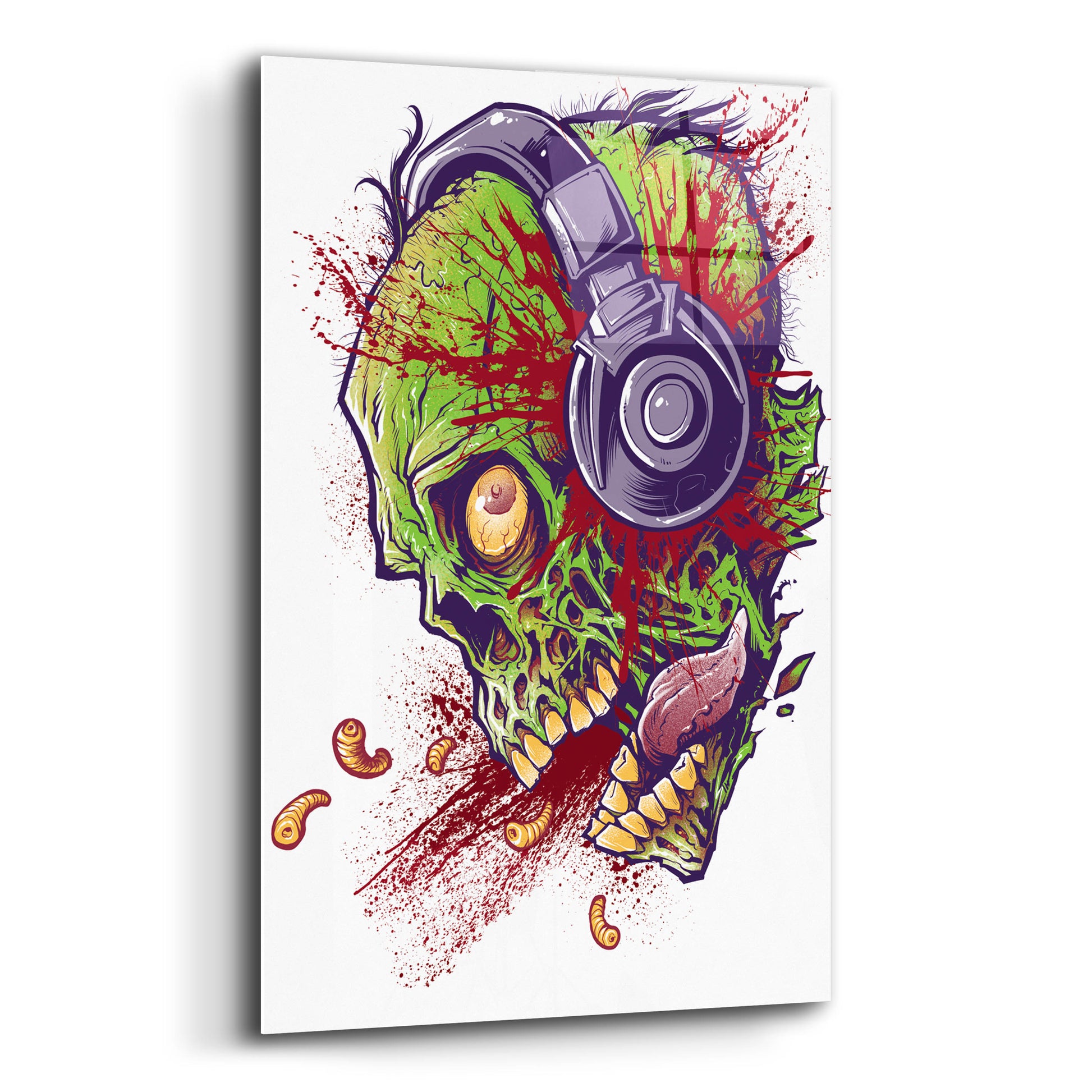 Epic Art 'Zombie With Headphones' by Flyland Designs, Acrylic Glass Wall Art,16x24