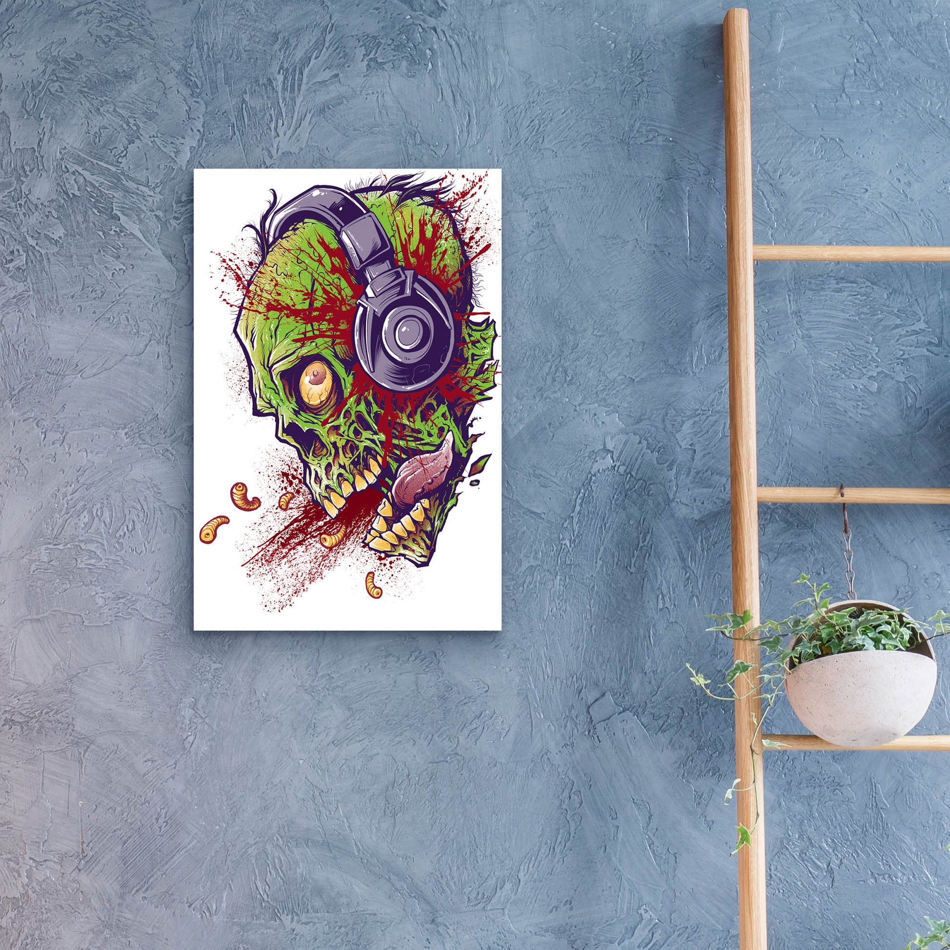 Epic Art 'Zombie With Headphones' by Flyland Designs, Acrylic Glass Wall Art,16x24