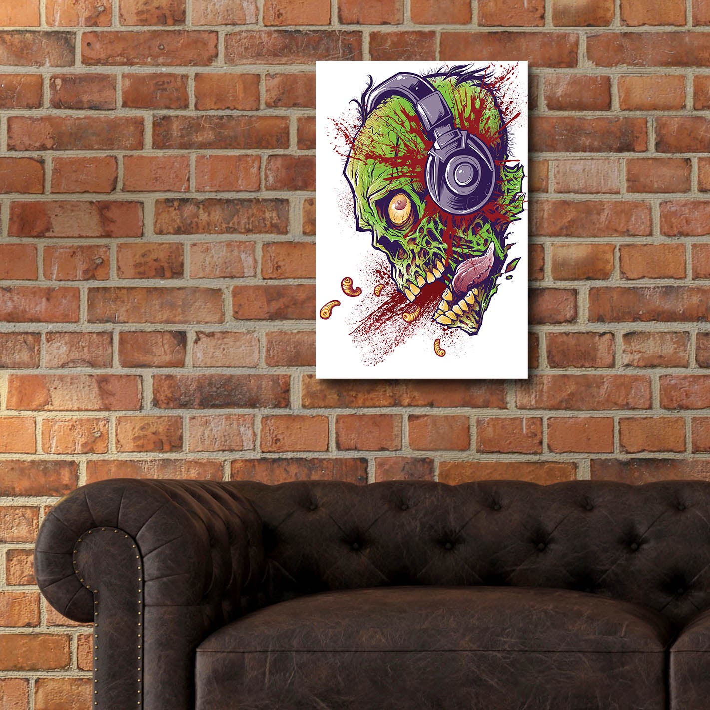 Epic Art 'Zombie With Headphones' by Flyland Designs, Acrylic Glass Wall Art,16x24