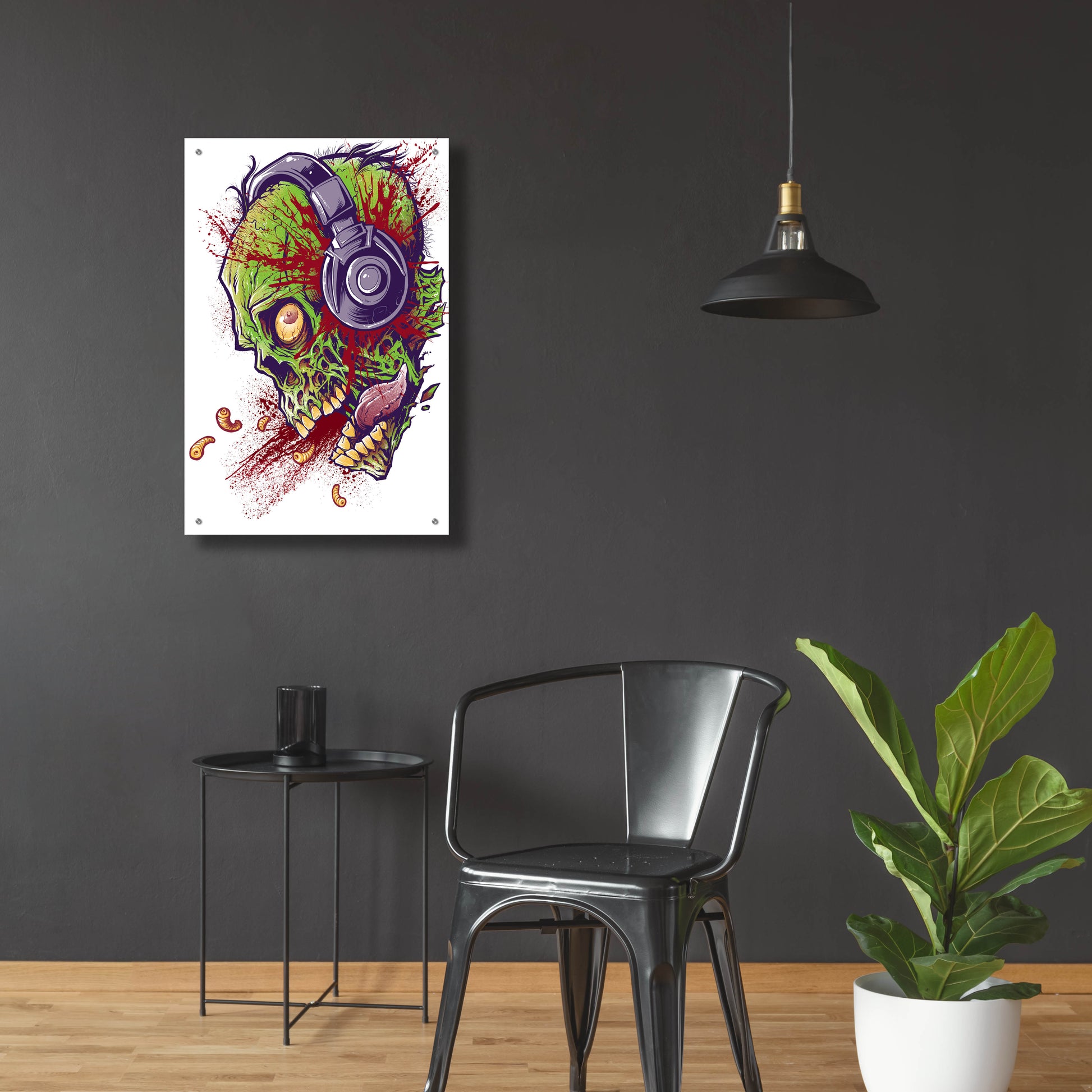 Epic Art 'Zombie With Headphones' by Flyland Designs, Acrylic Glass Wall Art,24x36
