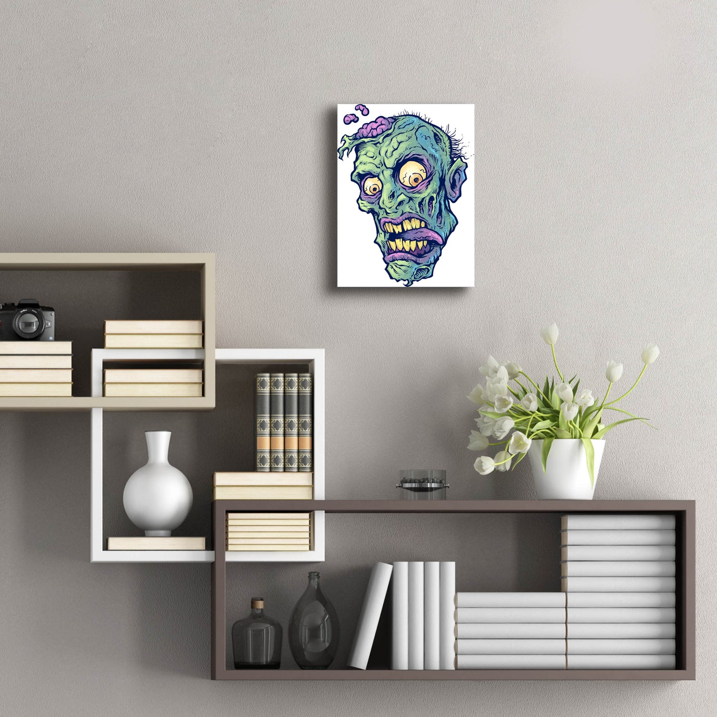 Epic Art 'Zombie Pattern Head 01' by Flyland Designs, Acrylic Glass Wall Art,12x16