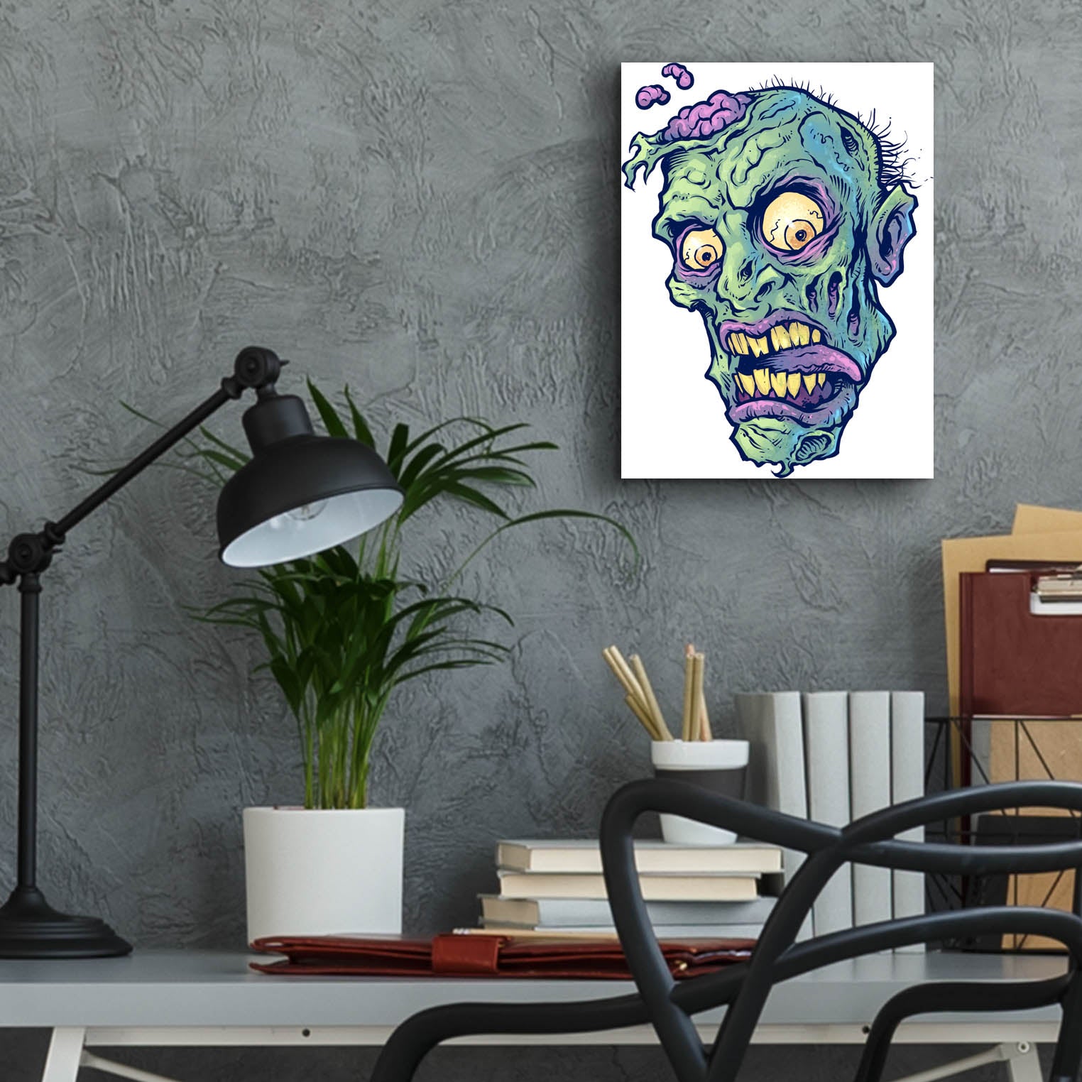 Epic Art 'Zombie Pattern Head 01' by Flyland Designs, Acrylic Glass Wall Art,12x16