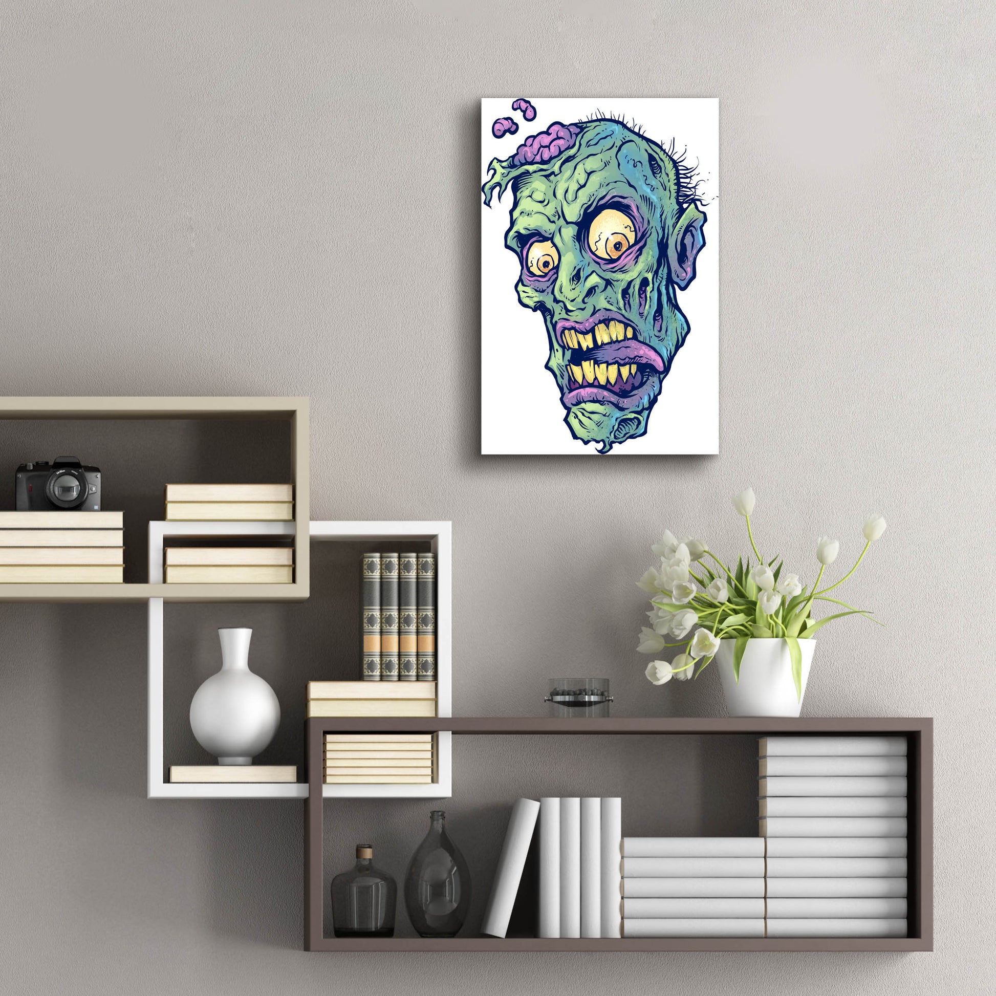 Epic Art 'Zombie Pattern Head 01' by Flyland Designs, Acrylic Glass Wall Art,16x24