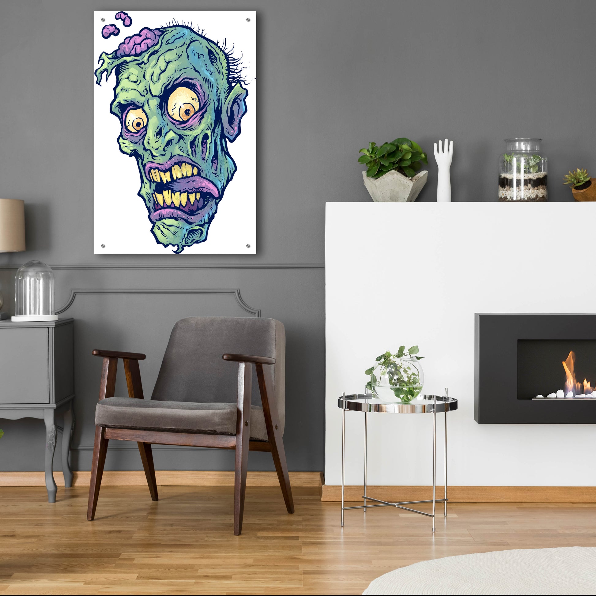 Epic Art 'Zombie Pattern Head 01' by Flyland Designs, Acrylic Glass Wall Art,24x36