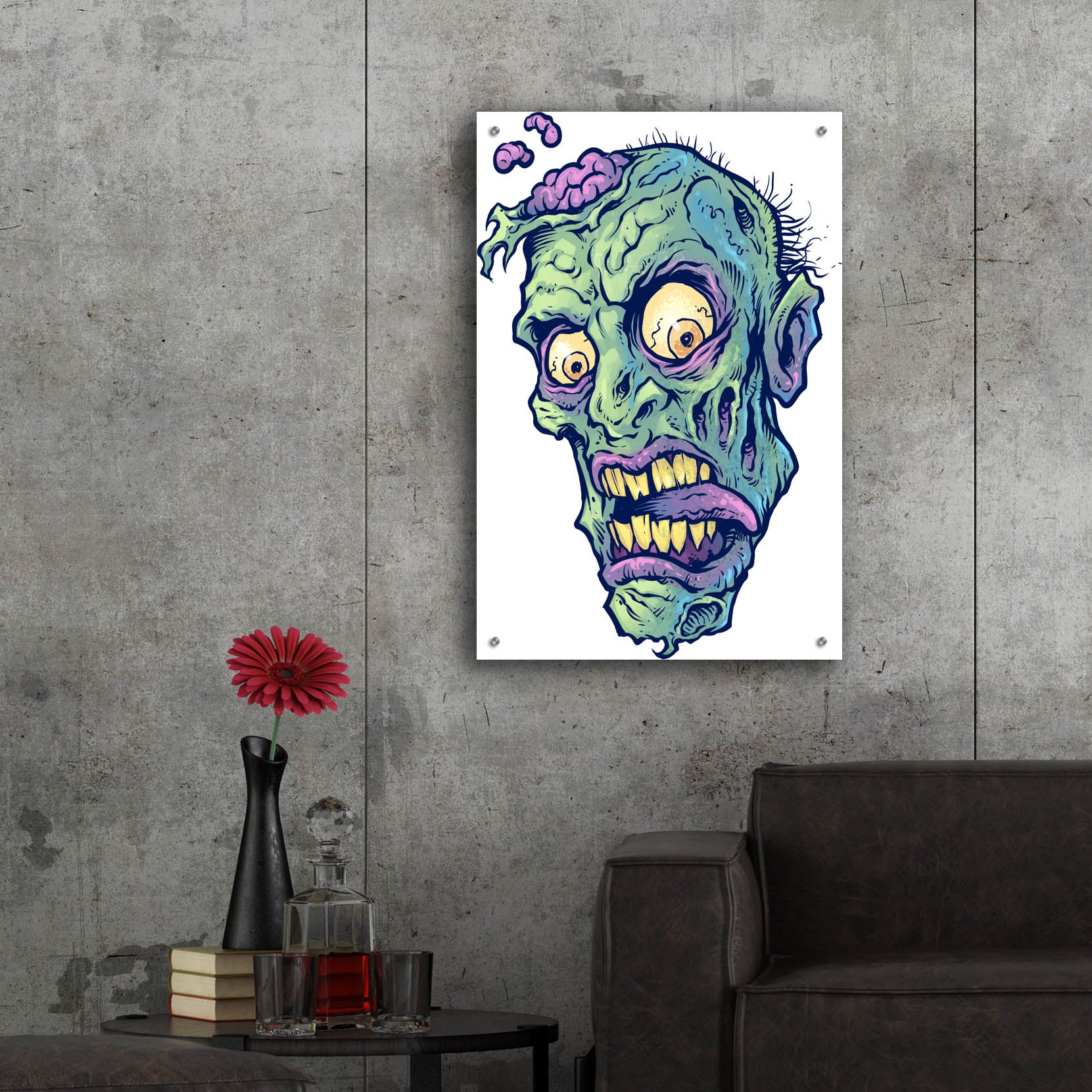 Epic Art 'Zombie Pattern Head 01' by Flyland Designs, Acrylic Glass Wall Art,24x36