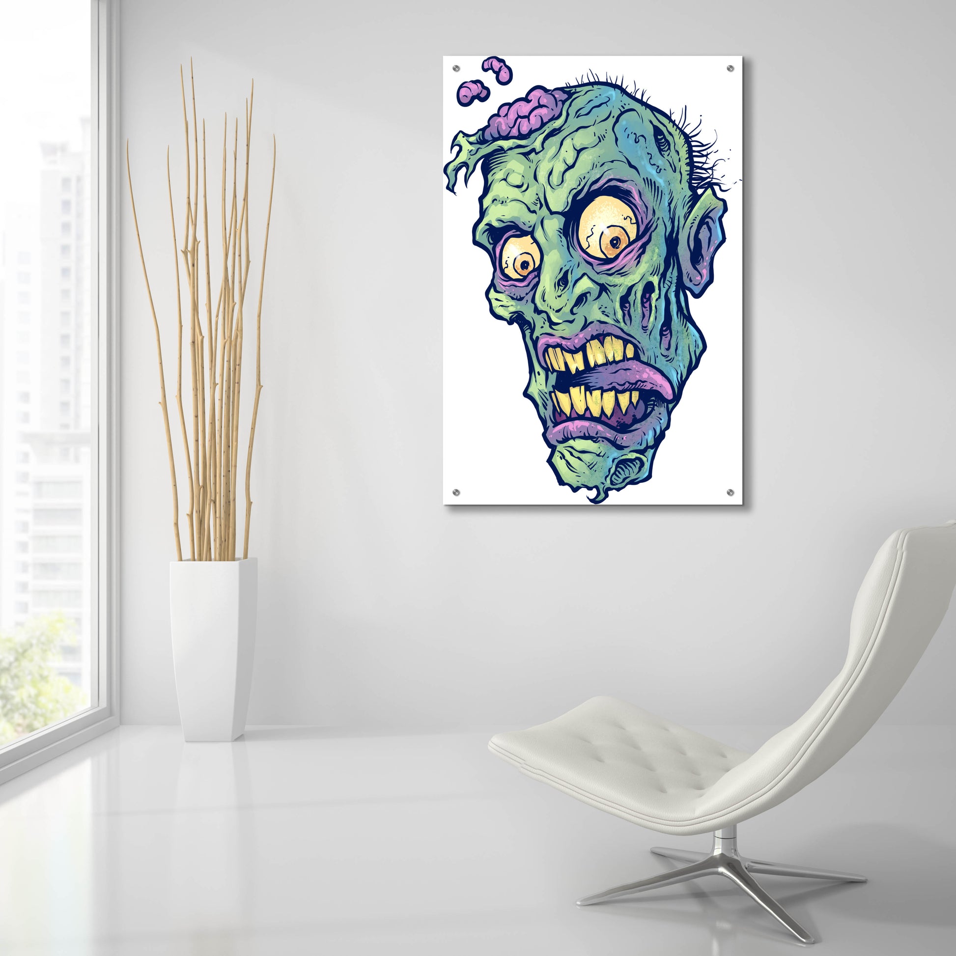 Epic Art 'Zombie Pattern Head 01' by Flyland Designs, Acrylic Glass Wall Art,24x36