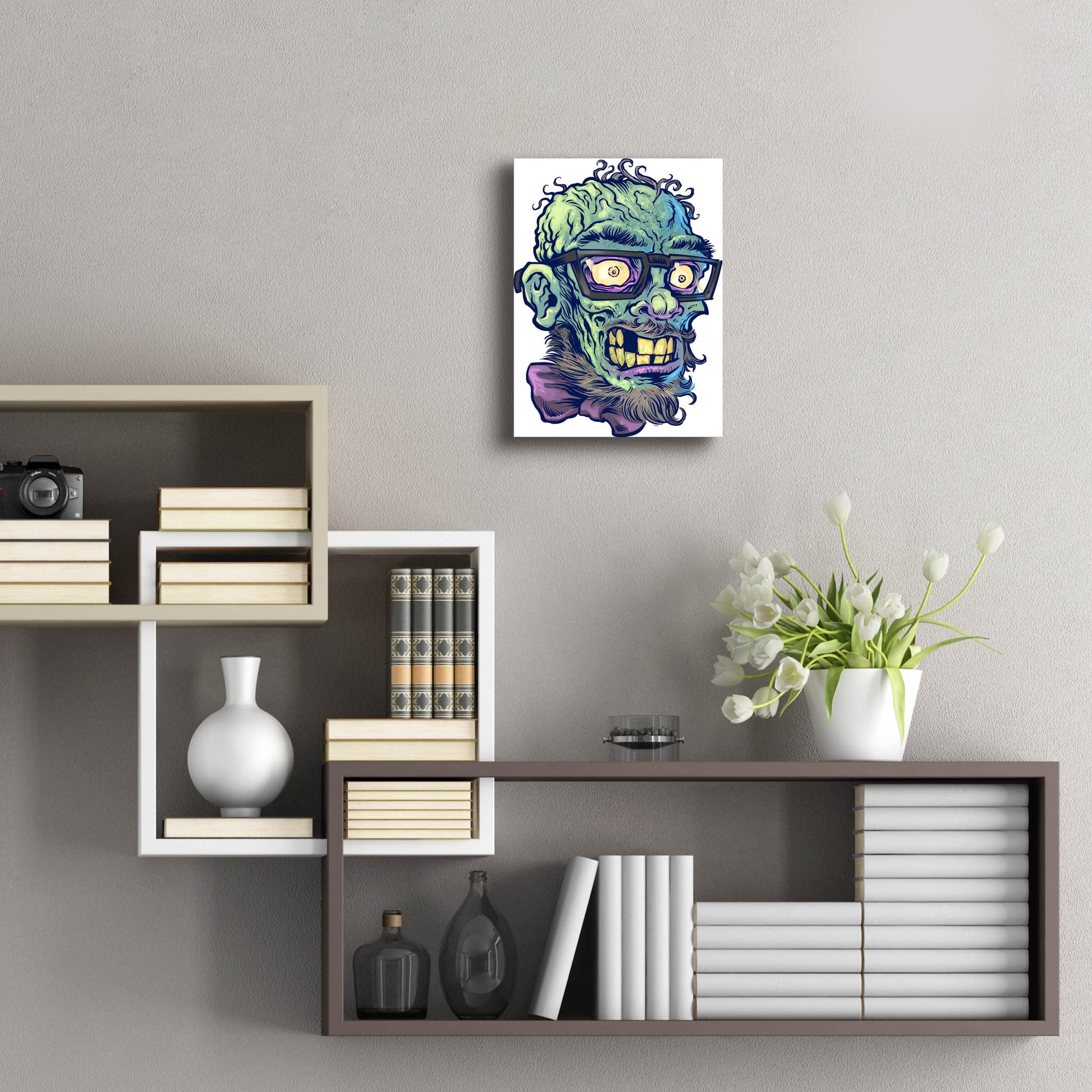 Epic Art 'Zombie Pattern Head 02' by Flyland Designs, Acrylic Glass Wall Art,12x16