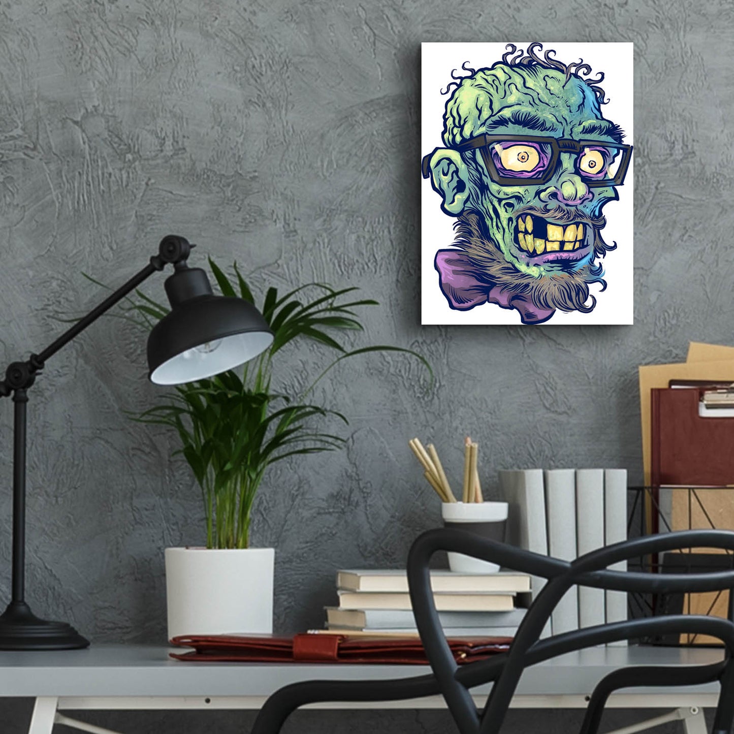 Epic Art 'Zombie Pattern Head 02' by Flyland Designs, Acrylic Glass Wall Art,12x16